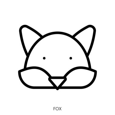 Tilki ikonu. Çizgi Sanatı Biçimi Tasarımı Beyaz Arkaplanda İzole Edildi