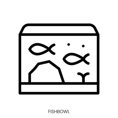 Akvaryum ikonu. Çizgi Sanatı Biçimi Tasarımı Beyaz Arkaplanda İzole Edildi