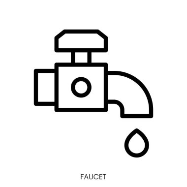 Musluk simgesi. Çizgi Sanatı Biçimi Tasarımı Beyaz Arkaplanda İzole Edildi