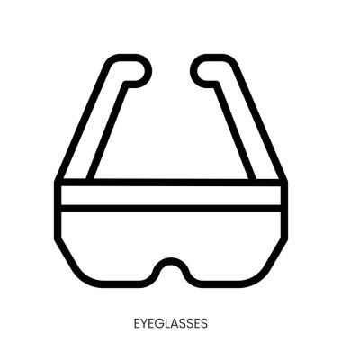 Gözlük ikonu. Çizgi Sanatı Biçimi Tasarımı Beyaz Arkaplanda İzole Edildi