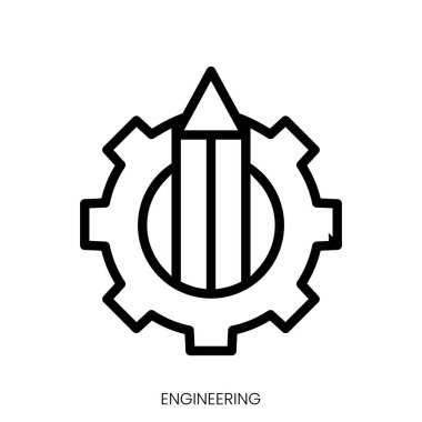 mühendislik simgesi. Çizgi Sanatı Biçimi Tasarımı Beyaz Arkaplanda İzole Edildi