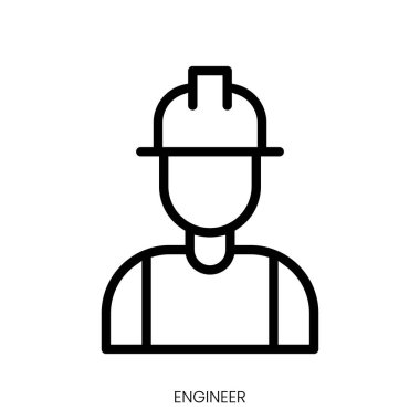 Mühendis ikonu. Çizgi Sanatı Biçimi Tasarımı Beyaz Arkaplanda İzole Edildi