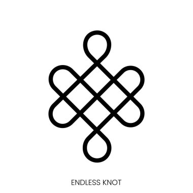 Sonsuz düğüm simgesi. Çizgi Sanatı Biçimi Tasarımı Beyaz Arkaplanda İzole Edildi