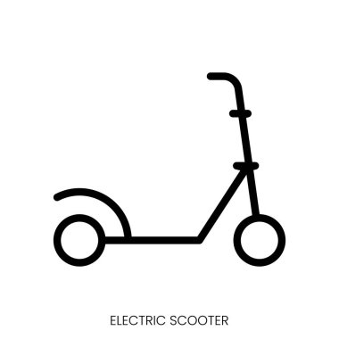 Elektrikli scooter ikonu. Çizgi Sanatı Biçimi Tasarımı Beyaz Arkaplanda İzole Edildi