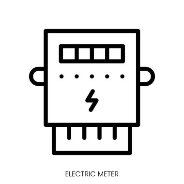 Elektrik sayacı simgesi. Çizgi Sanatı Biçimi Tasarımı Beyaz Arkaplanda İzole Edildi