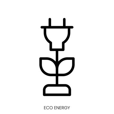 Eko enerji ikonu. Çizgi Sanatı Biçimi Tasarımı Beyaz Arkaplanda İzole Edildi