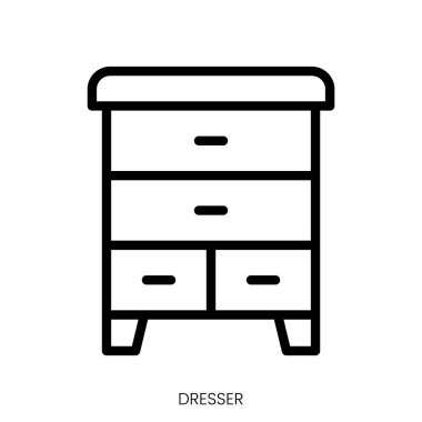 Şifonyer simgesi. Çizgi Sanatı Biçimi Tasarımı Beyaz Arkaplanda İzole Edildi