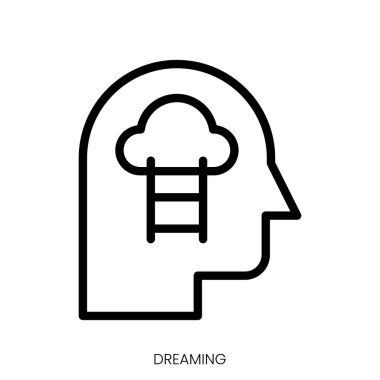 rüya simgesi. Çizgi Sanatı Biçimi Tasarımı Beyaz Arkaplanda İzole Edildi