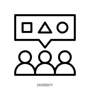 Çeşitlilik simgesi. Çizgi Sanatı Biçimi Tasarımı Beyaz Arkaplanda İzole Edildi