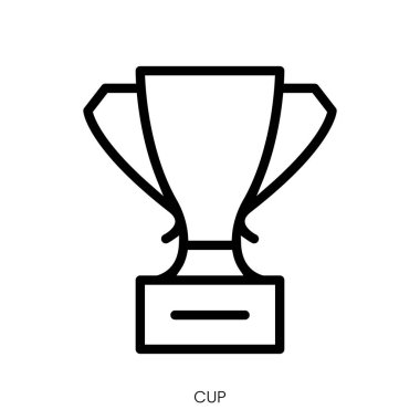 Kupa ikonu. Çizgi Sanatı Biçimi Tasarımı Beyaz Arkaplanda İzole Edildi