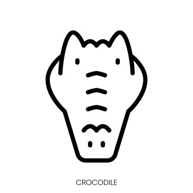 Timsah ikonu. Çizgi Sanatı Biçimi Tasarımı Beyaz Arkaplanda İzole Edildi