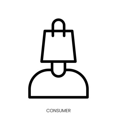 tüketici simgesi. Çizgi Sanatı Biçimi Tasarımı Beyaz Arkaplanda İzole Edildi