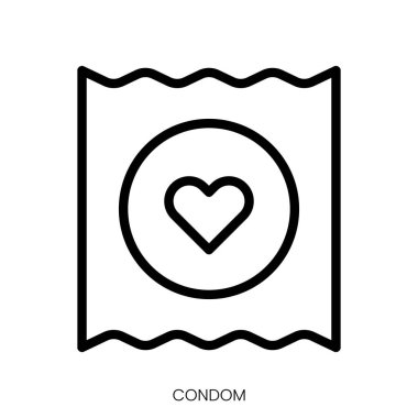 Prezervatif ikonu. Çizgi Sanatı Biçimi Tasarımı Beyaz Arkaplanda İzole Edildi