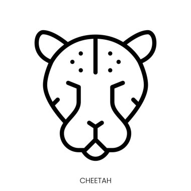 Çita ikonu. Çizgi Sanatı Biçimi Tasarımı Beyaz Arkaplanda İzole Edildi