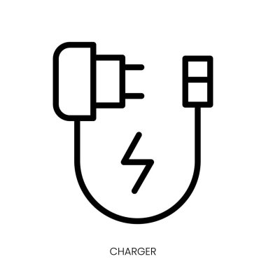 Şarj ikonu. Çizgi Sanatı Biçimi Tasarımı Beyaz Arkaplanda İzole Edildi