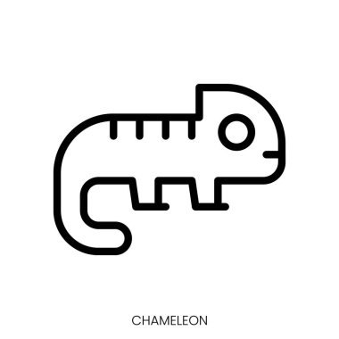 Bukalemun simgesi. Çizgi Sanatı Biçimi Tasarımı Beyaz Arkaplanda İzole Edildi