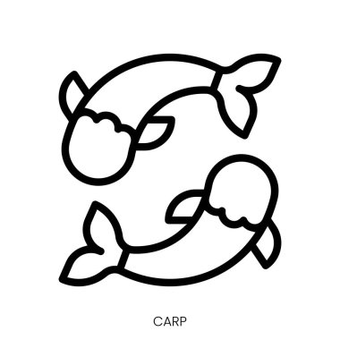 sazan ikonu. Çizgi Sanatı Biçimi Tasarımı Beyaz Arkaplanda İzole Edildi