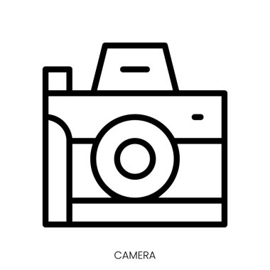 Kamera simgesi. Çizgi Sanatı Biçimi Tasarımı Beyaz Arkaplanda İzole Edildi