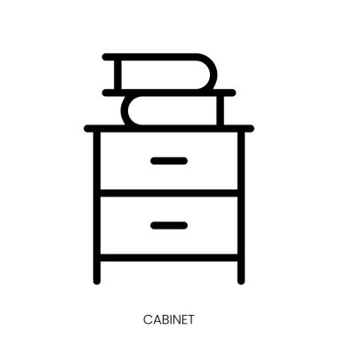 Dolap simgesi. Çizgi Sanatı Biçimi Tasarımı Beyaz Arkaplanda İzole Edildi