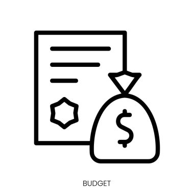 Bütçe simgesi. Çizgi Sanatı Biçimi Tasarımı Beyaz Arkaplanda İzole Edildi