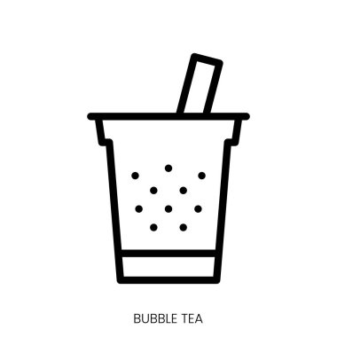 Köpüklü çay ikonu. Çizgi Sanatı Biçimi Tasarımı Beyaz Arkaplanda İzole Edildi