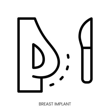 Göğüs implantı simgesi. Çizgi Sanatı Biçimi Tasarımı Beyaz Arkaplanda İzole Edildi