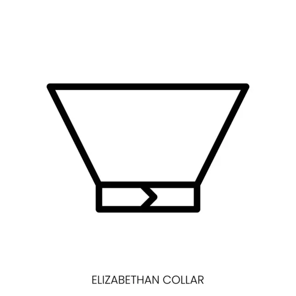 Elizabethan领口图标 白色背景下的线条艺术风格设计 — 图库矢量图片