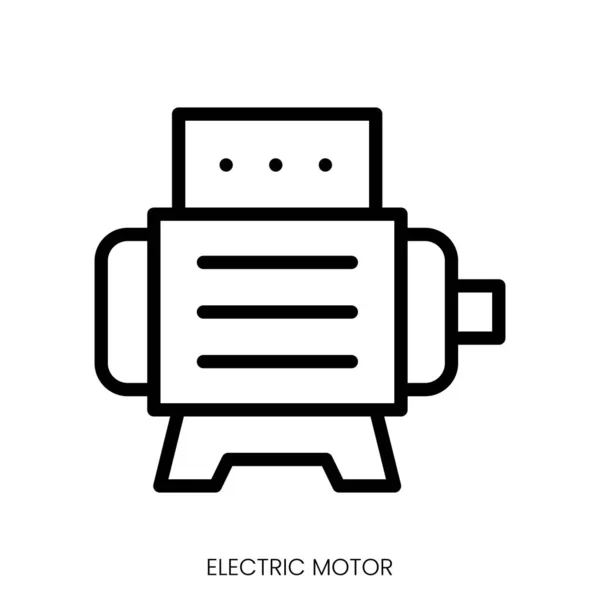Elektrikli Motor Simgesi Çizgi Sanatı Biçimi Tasarımı Beyaz Arkaplanda Zole — Stok Vektör