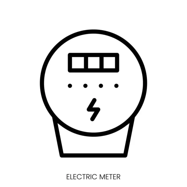 Elektrik Sayacı Simgesi Çizgi Sanatı Biçimi Tasarımı Beyaz Arkaplanda Zole — Stok Vektör