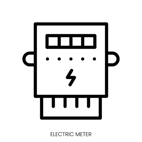 Pictogram Van Elektrische Meter Line Art Style Ontwerp Geïsoleerd Witte — Stockvector