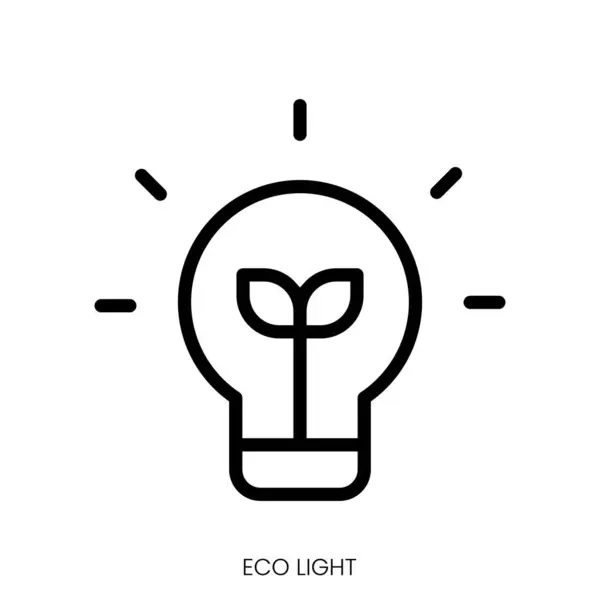 Eco Licht Icoon Line Art Style Ontwerp Geïsoleerd Witte Achtergrond — Stockvector