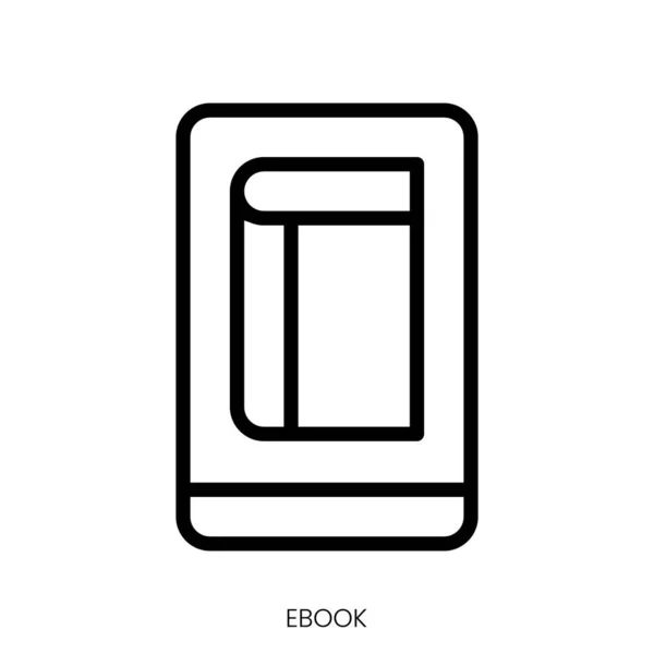 Ikona Ebook Design Stylu Čáry Izolované Bílém Pozadí — Stockový vektor