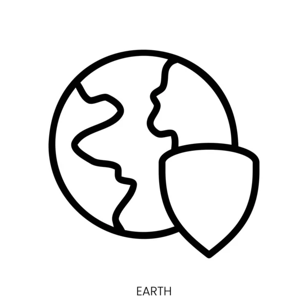 Ikone Erde Line Art Style Design Isoliert Auf Weißem Hintergrund — Stockvektor