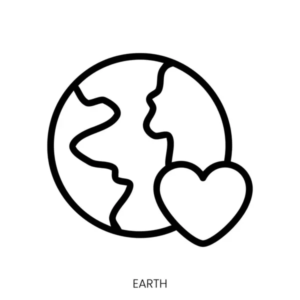Ikona Země Design Stylu Čáry Izolované Bílém Pozadí — Stockový vektor