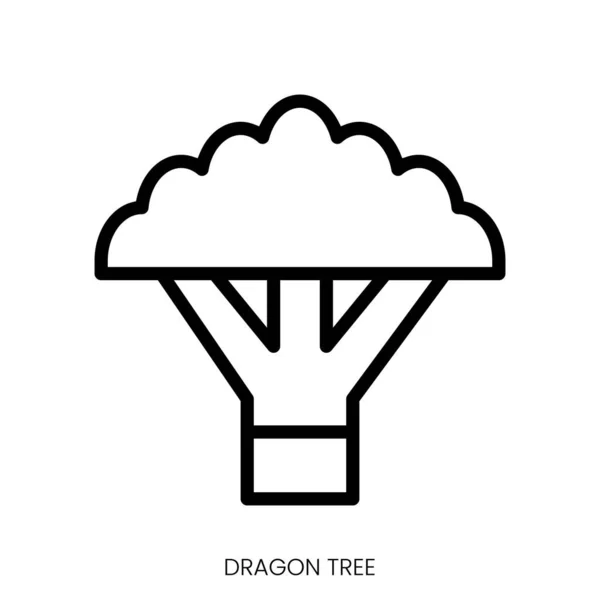 Ikona Smoczego Drzewa Linia Art Style Design Izolowane Białym Tle — Wektor stockowy