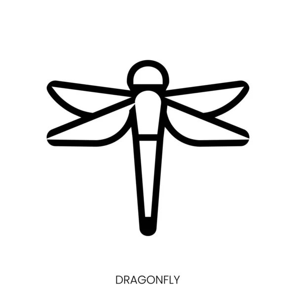 蜻蜓图标 白色背景下的线条艺术风格设计 — 图库矢量图片