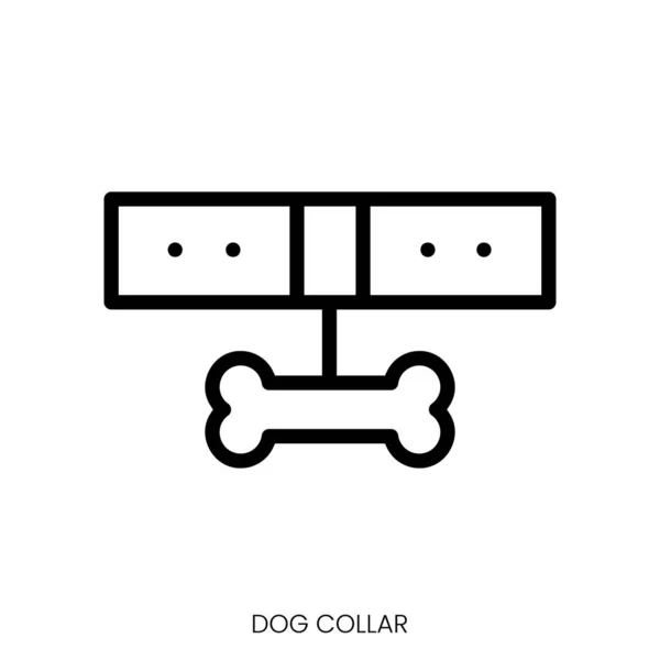 狗项圈图标 白色背景下的线条艺术风格设计 — 图库矢量图片