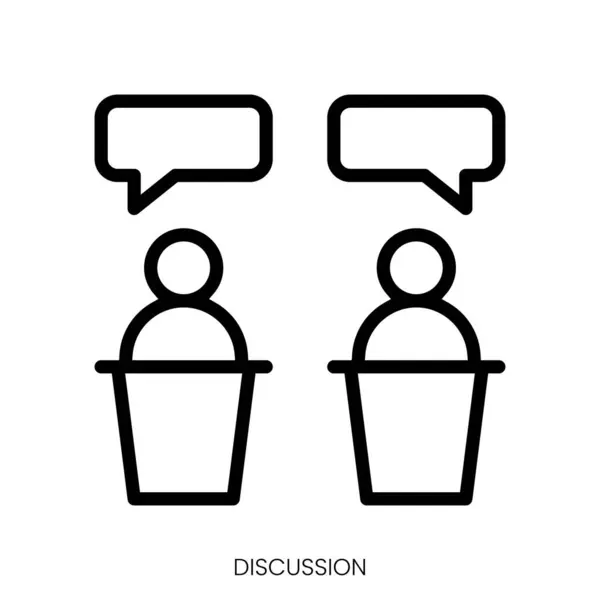 Discussion Icon Line Art Style Design Isolated White Background — Stock Vector