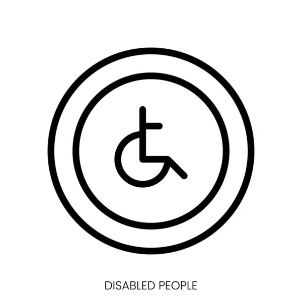 Εικονίδιο Ατόμων Αναπηρία Γραμμικός Σχεδιασμός Στυλ Τέχνης Που Απομονώνεται Λευκό — Διανυσματικό Αρχείο