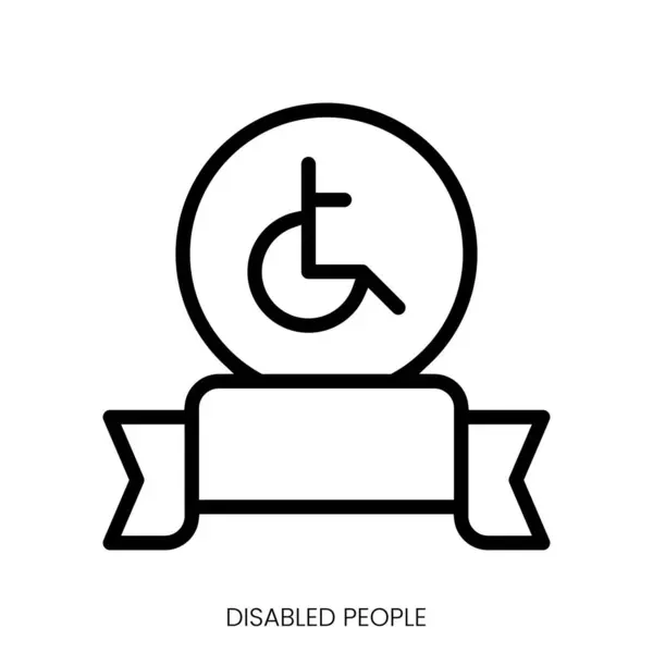 Icono Las Personas Con Discapacidad Diseño Estilo Arte Línea Aislado — Vector de stock