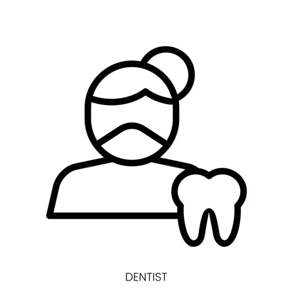 Ícone Dentista Design Estilo Arte Linha Isolado Fundo Branco —  Vetores de Stock