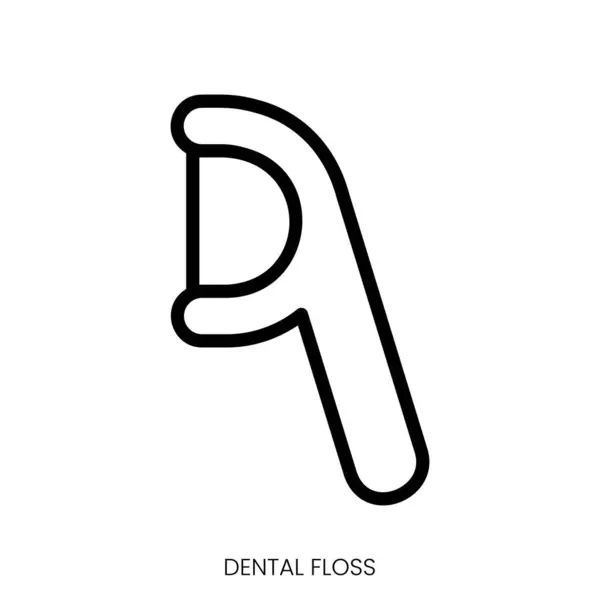 Diş Ipi Ikonu Çizgi Sanatı Biçimi Tasarımı Beyaz Arkaplanda Zole — Stok Vektör
