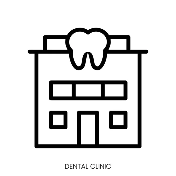 Icona Della Clinica Dentale Linea Art Style Design Isolato Sfondo — Vettoriale Stock