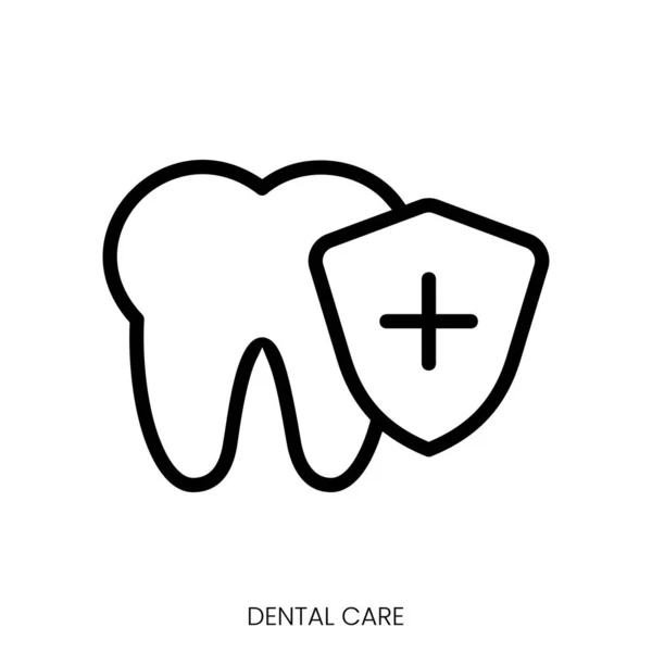Icona Della Cura Dentale Linea Art Style Design Isolato Sfondo — Vettoriale Stock