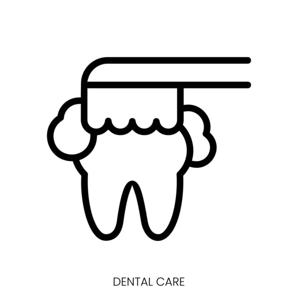 Diş Bakımı Ikonu Çizgi Sanatı Biçimi Tasarımı Beyaz Arkaplanda Zole — Stok Vektör