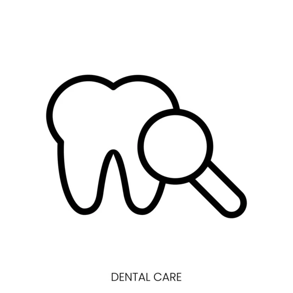 Diş Bakımı Ikonu Çizgi Sanatı Biçimi Tasarımı Beyaz Arkaplanda Zole — Stok Vektör