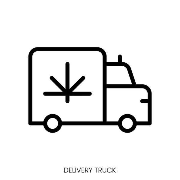Ikona Ciężarówki Dostawczej Linia Art Style Design Izolowane Białym Tle — Wektor stockowy