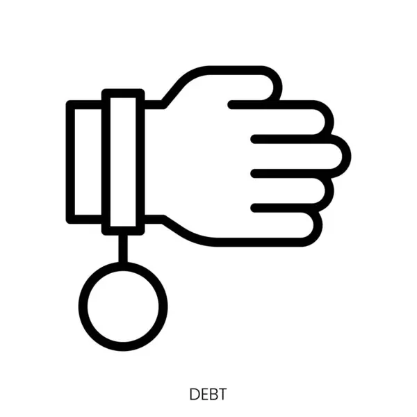 Schuldenpictogram Line Art Style Ontwerp Geïsoleerd Witte Achtergrond — Stockvector