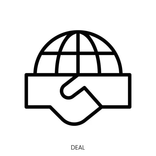 Icône Deal Design Style Line Art Isolé Sur Fond Blanc — Image vectorielle