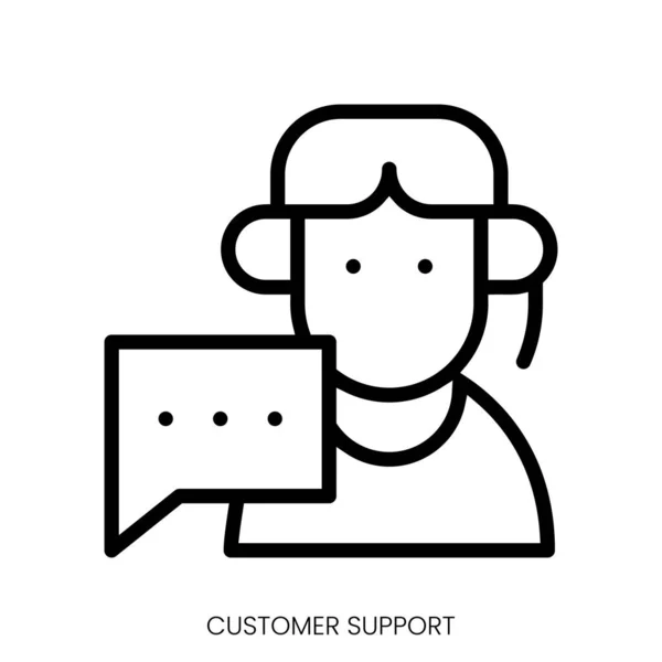 Customer Support Icon Line Art Style Design Isolated White Background — Stock Vector